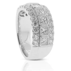 Princess & Round Diamond 3-Row Band 14K Online