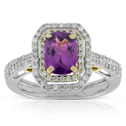 Purple Garnet & Diamond Ring 14K Discount