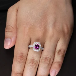 Purple Garnet & Diamond Ring 14K Discount