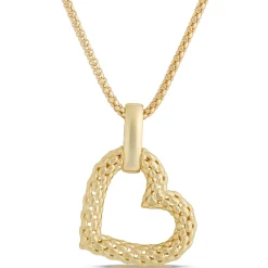 Toscano Quilted Heart Pendant Necklace in 14K Yellow Gold Discount