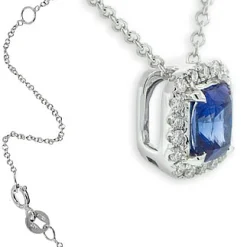 Radiant Cut Sapphire & Diamond Pendant 14K Sale