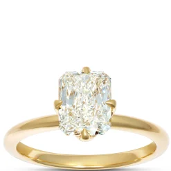 Radiant Cut Solitaire Diamond Engagement Ring, 18K Yellow Gold Size 6.5 Clearance