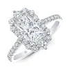 Rahaminov Cushion Cut Halo Engagement Ring, 18K White Gold