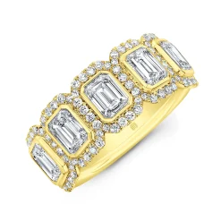 Rahaminov Five Emerald Cut Diamond Halo Ring, 18K Yellow Gold Outlet