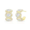 Rahaminov Oval and Round Diamond Halo Huggie Earrings Outlet