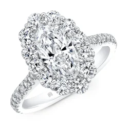 Rahaminov Oval Diamond Engagement Ring, 18K White Gold Hot