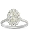 Rahaminov Oval Diamond Halo Engagement Ring, 18K White Gold Clearance