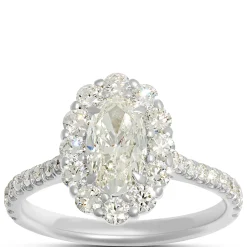 Rahaminov Oval Diamond Halo Engagement Ring, 18K White Gold Clearance