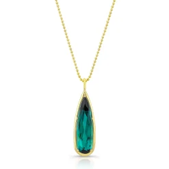 Rahaminov Pear Shaped Green Tourmaline Pendant, 18K Yellow Gold Sale
