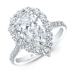 Rahaminov Pear Shape Diamond Halo Engagement Ring, 18K White Gold Discount