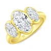 Rahaminov Three Stone Diamond Ring, 18K Yellow Gold Hot