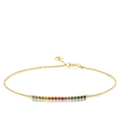Rainbow Sapphire Bar Bracelet, 14K Yellow Gold Outlet