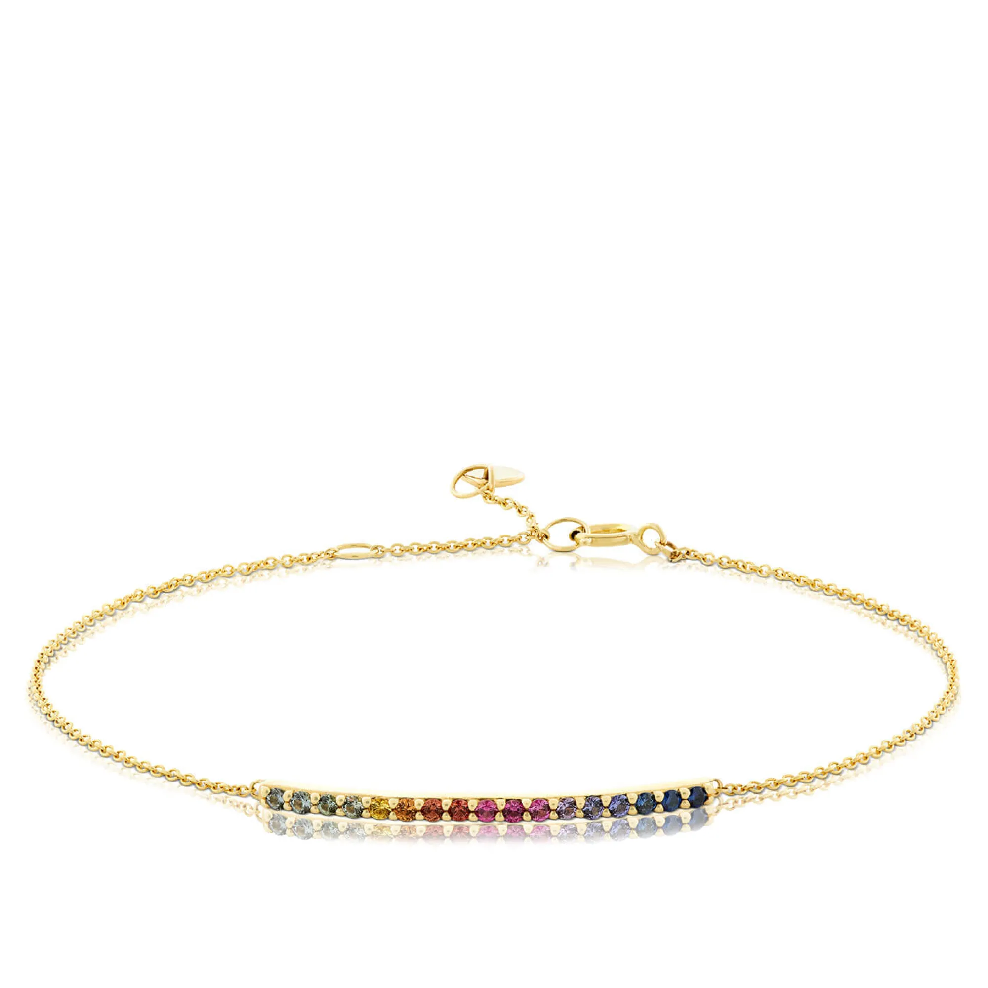 Rainbow Sapphire Bar Bracelet, 14K Yellow Gold Outlet