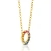 Rainbow Sapphire Mini Circle Necklace 14K Sale