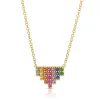 Rainbow Sapphire & Tsavorite Garnet Mini Pyramid Necklace, 14K Yellow Gold Clearance