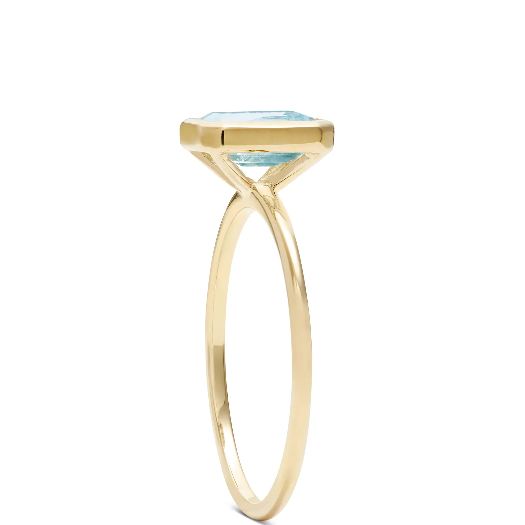 Rectangle Bezel Set Blue Topaz Ring, 14K Outlet