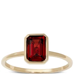 Rectangle Bezel Set Garnet Ring, 14K New