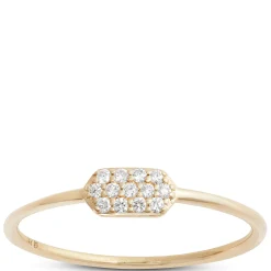 Rectangle Pave Diamond Ring, 14K Yellow Gold Hot