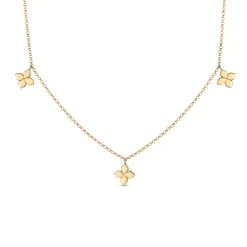 Roberto Coin Robert Coin 18k Yellow Gold Love by The Inch Diamond & Polished Small Flower Station Necklace Hot