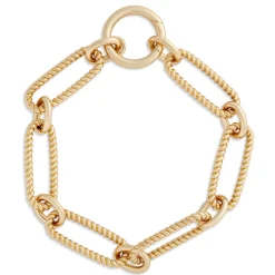 Roberto Coin Designer Gold Alternating Fluted Paperclip and Oval Link Bracelet 18K Yellow Gold, 7.5 Inches Hot
