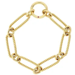 Roberto Coin Designer Gold Alternating Fluted Paperclip and Oval Link Bracelet 18K Yellow Gold, 7.5 Inches Hot