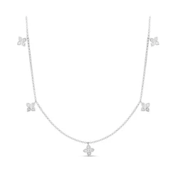 Roberto Coin Flower Station Dangle Necklace 18K White Gold, 17" Best