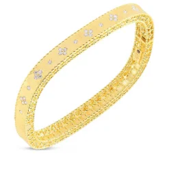 Roberto Coin 18K Gold Princess Satin Fleur De Lis Diamond Slim Bangle Best