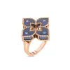 Roberto Coin 18K Rose Gold Venetian Princess Diamond And Titanium Small Flower Ring Size 6.5 Outlet