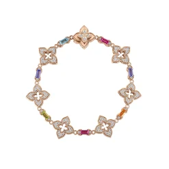 Roberto Coin 18K Rose Gold Venetian Princess Carnival Pavé Diamond And Mixed Baguette Flower Bracelet Best