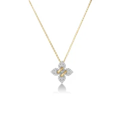 Roberto Coin 18K White And Yellow Gold Love In Verona Small Pavé Diamond Flower Necklace Online