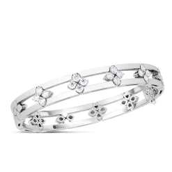 Roberto Coin 18K White Gold Love in Verona Diamond Open Frame Bangle Best