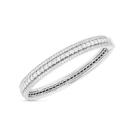 Roberto Coin 18k White Gold Siena Diamond 3 Row Bangle New