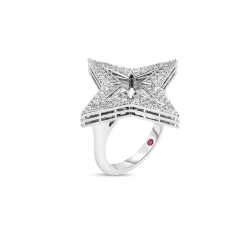Roberto Coin 18K White Gold Stardust Medium Pave Diamond Star Ring Discount