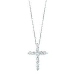 Roberto Coin 18K White Gold Tiny Treasure Diamond Cross Necklace New