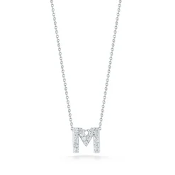 Roberto Coin 18K White Gold Tiny Treasures Diamond Initial Pendant Letter 'M' Clearance