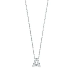 Roberto Coin 18k White Gold Tiny Treasures Diamond Love Letter “A” Necklace Discount