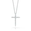 Roberto Coin 18k White Gold Tiny Treasures Diamond Sliver Cross Necklace New