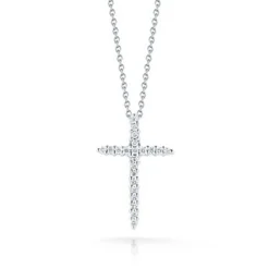 Roberto Coin 18k White Gold Tiny Treasures Diamond Sliver Cross Necklace New