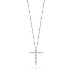 Roberto Coin 18k White Gold Tiny Treasures Diamond Sliver Cross Necklace New