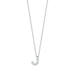 Roberto Coin 18k White Gold Tiny Treasures Diamond Love Letter “J” Necklace New