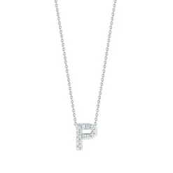 Roberto Coin 18k White Gold Tiny Treasures Diamond Love Letter “P” Necklace Sale