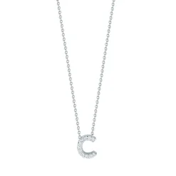 Roberto Coin 18k White Gold Tiny Treasures Diamond Love Letter “C” Necklace