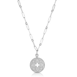 Roberto Coin 18K White Gold Venetian Princess Diamond & Satin Flower Cut Out Medallion Necklace Online