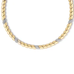 Roberto Coin 18K Yellow and White Gold San Marco Five Diamond Station Collar Necklace Best