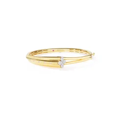Roberto Coin 18K Yellow and White Gold Love In Verona Pave Diamond Flower Multi Band Bangle Outlet