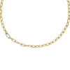 Roberto Coin 18K Yellow and White Gold Designer Gold Single Diamond Paperclip Link Chain Necklace Discount