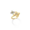 Roberto Coin 18K Yellow and White Gold Love In Verona Pavé Diamond And Polished Finish Double Flower Ring New