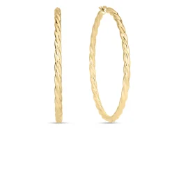 Roberto Coin 18k Yellow Designer Gold Large Twisted Hoop Earrings Online