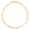 Roberto Coin 18K Yellow Designer Gold Alternating Size Paperclip Link Bracelet New
