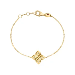 Roberto Coin 18K Yellow Gold Arabesque Medium Diamond Flower Bracelet New